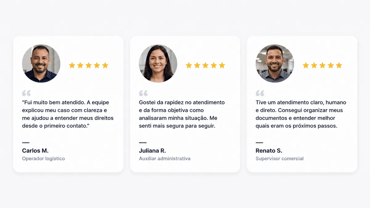 Depoimentos de clientes da 360 Legal